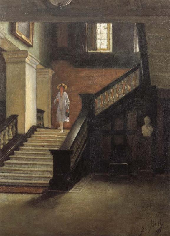Bernard Hall Staircase to Public Library oil painting picture